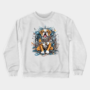 A dynamic Electrician English Bulldog t-shirt design showcasing a muscular bulldog Crewneck Sweatshirt